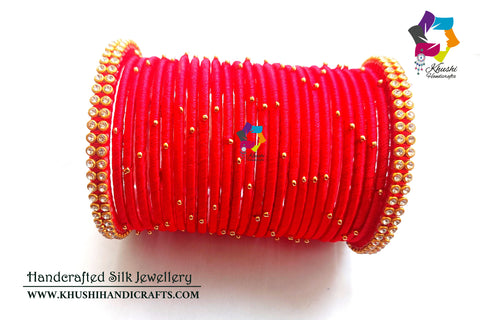 Hand-crafted exquisite Silk Bangles in Red