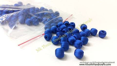 Bulk - 100 Wrapped Wooden 10mm Beads in Blue