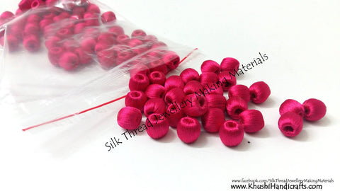 Bulk - 100 Wrapped Wooden 10mm Beads in Pink | Magenta