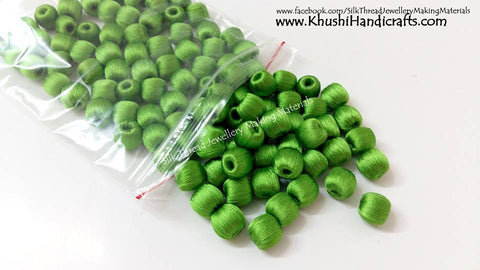 Bulk - 100 Wrapped Wooden 10mm Beads in Green