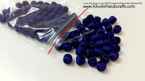 Bulk - 100 Wrapped Wooden 10mm Beads in Royal Blue