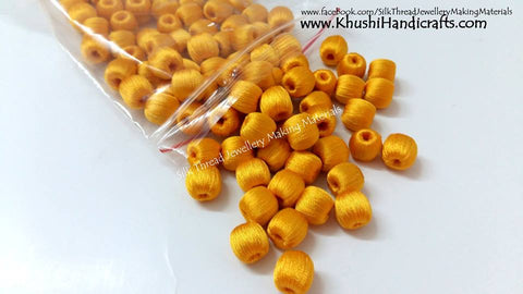 Bulk - 100 Wrapped Wooden 10mm Beads in Yellow
