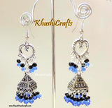 German Silver Heart Dangler Jhumkas 2 - Khushi Handmade Jewellery