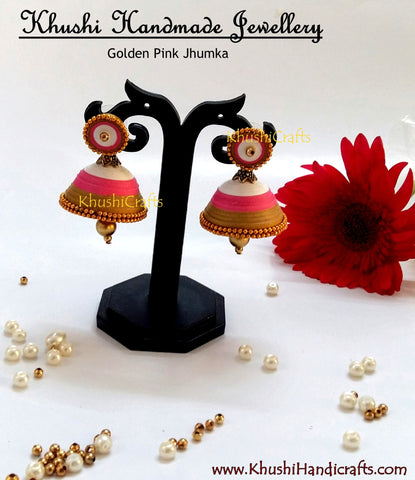 Golden Pink Jhumka