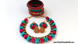 Silk Beads Necklace set with Bangles - Khushi Handmade Jewellery
