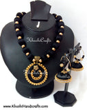 Black Silk Thread Jewellery Bridal Necklace set