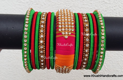 Designer Multicoloured Silk Bridal Bangles single set