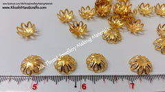 Gold Flower Bead Cap Big Pack of 20 pairs - Khushi Handmade Jewellery