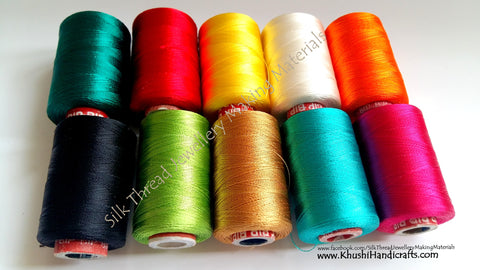 Silk Threads Spool Combo 1- Multiple colors for Bangle/Jhumkas/Jewelry Designing