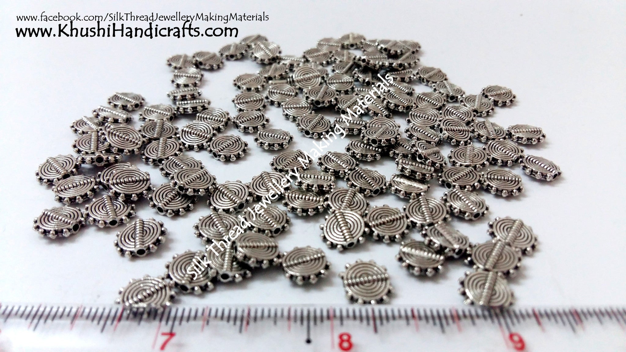 Designer Antique Silver spiral spacer beads style 2(Sold as 10 pieces a pack!) - Khushi Handmade Jewellery