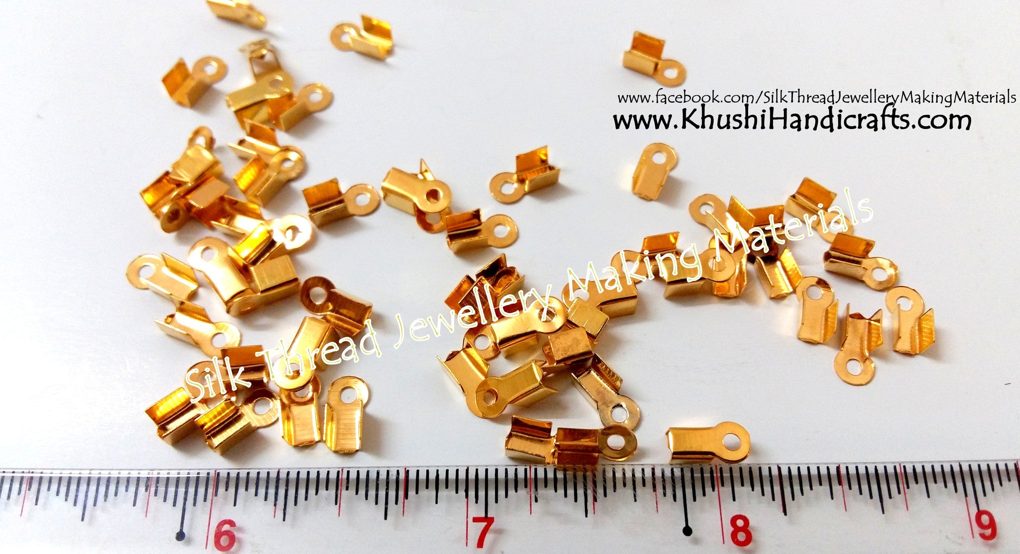 Cord End Crimp Clasps Gold - Khushi Handmade Jewellery