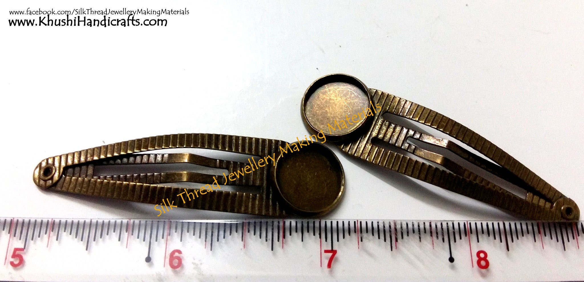 Antique Bronze Cabochon Setting Hair Tic Tac Clips.Sold per pair! - Khushi Handmade Jewellery