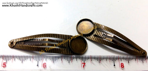 Antique Bronze Cabochon Setting Hair Tic Tac Clips.Sold per pair!