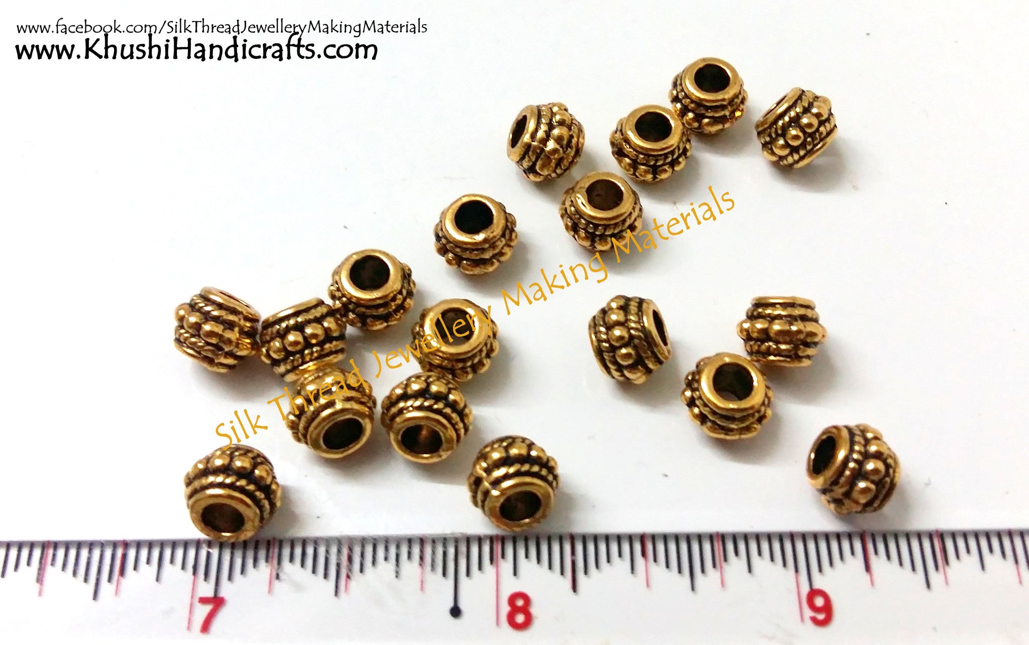 Designer Antique Gold and Silver spacer beads - Khushi Handmade Jewellery