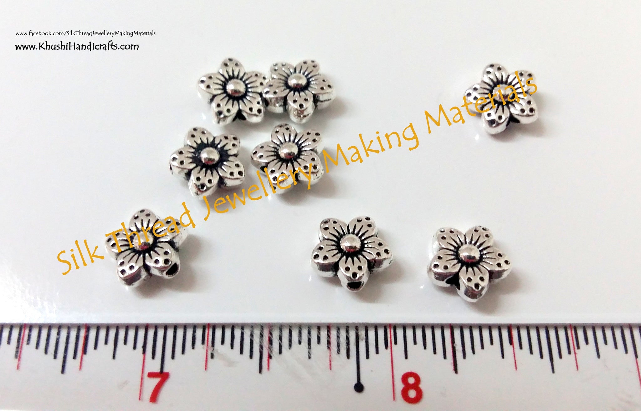 Silver Flower spacer beads 1.Sold per piece! - Khushi Handmade Jewellery