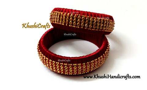 Silk Kada bangles in Maroon pattern 2.Sold as a pair!