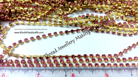 Pink Stone Chain.Sold as a pack of 5 meters!