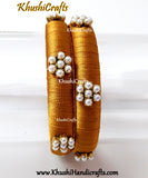Silk thread Bangles Gold with Pearl work