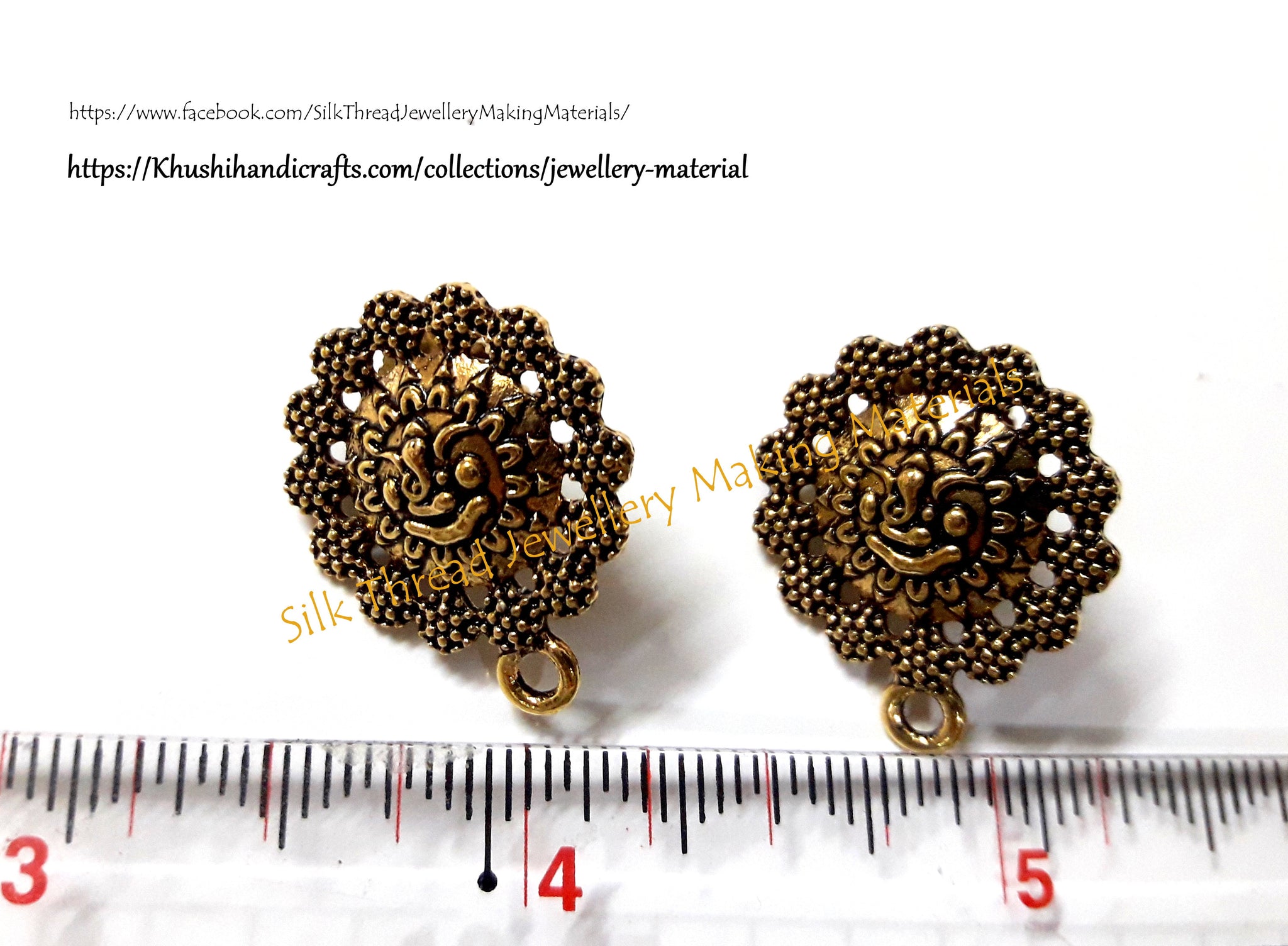 Antique gold Ganesha studs .Jewelry Materials