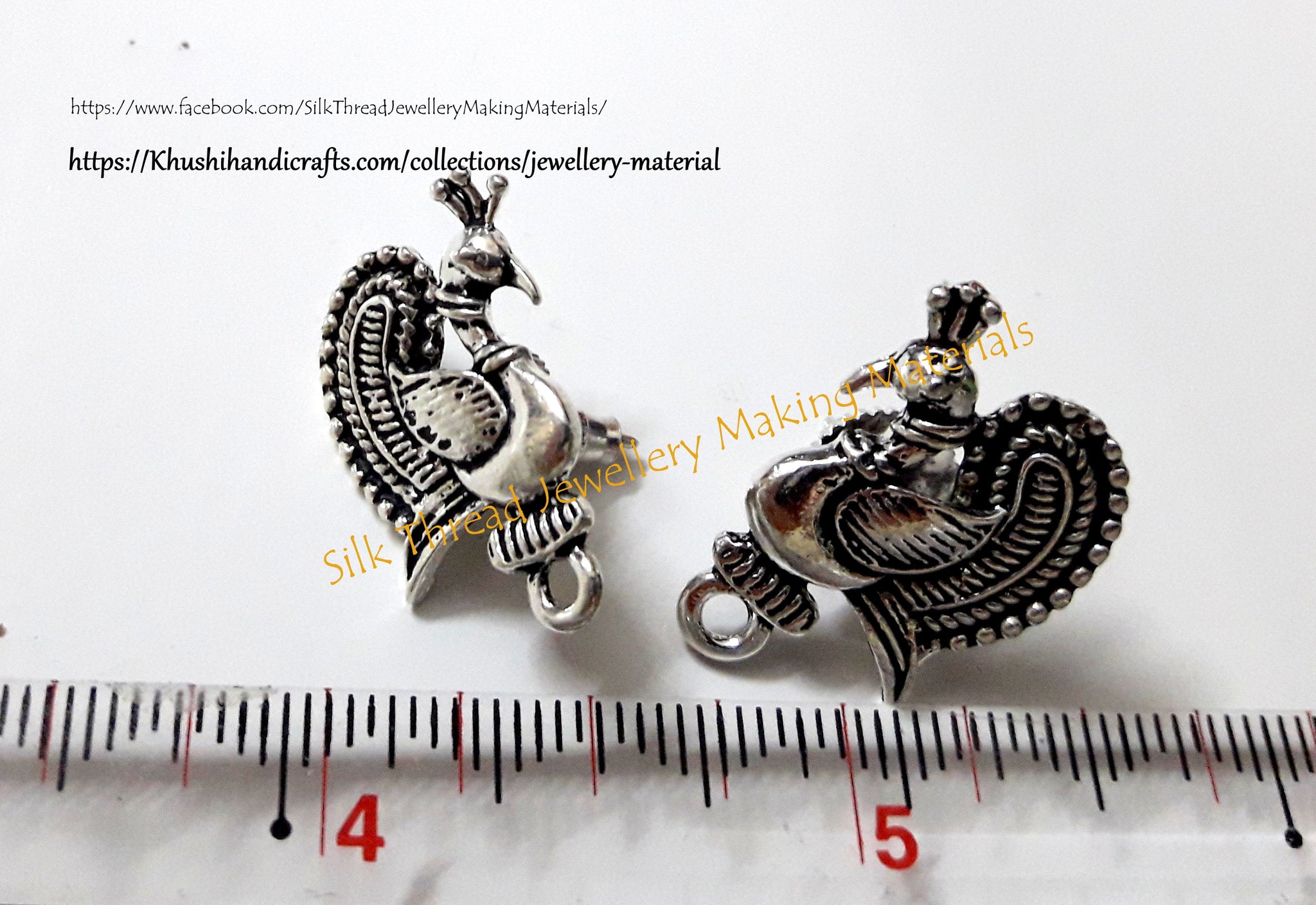 Antique Silver Peacock studs .Jewelry Materials