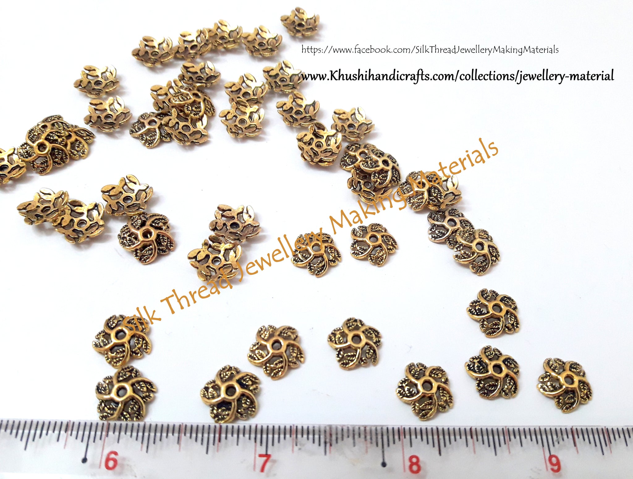Antique Gold Multiple flower bead caps