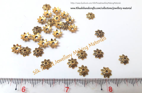 Antique Gold/Silver Bead Cap Flower pattern 1. Sold per pack of 5 pairs/10 pieces! -BC30