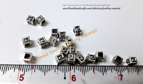 Antique Silver Rectangular beads .Sold as a pack of 10 beads -SP6