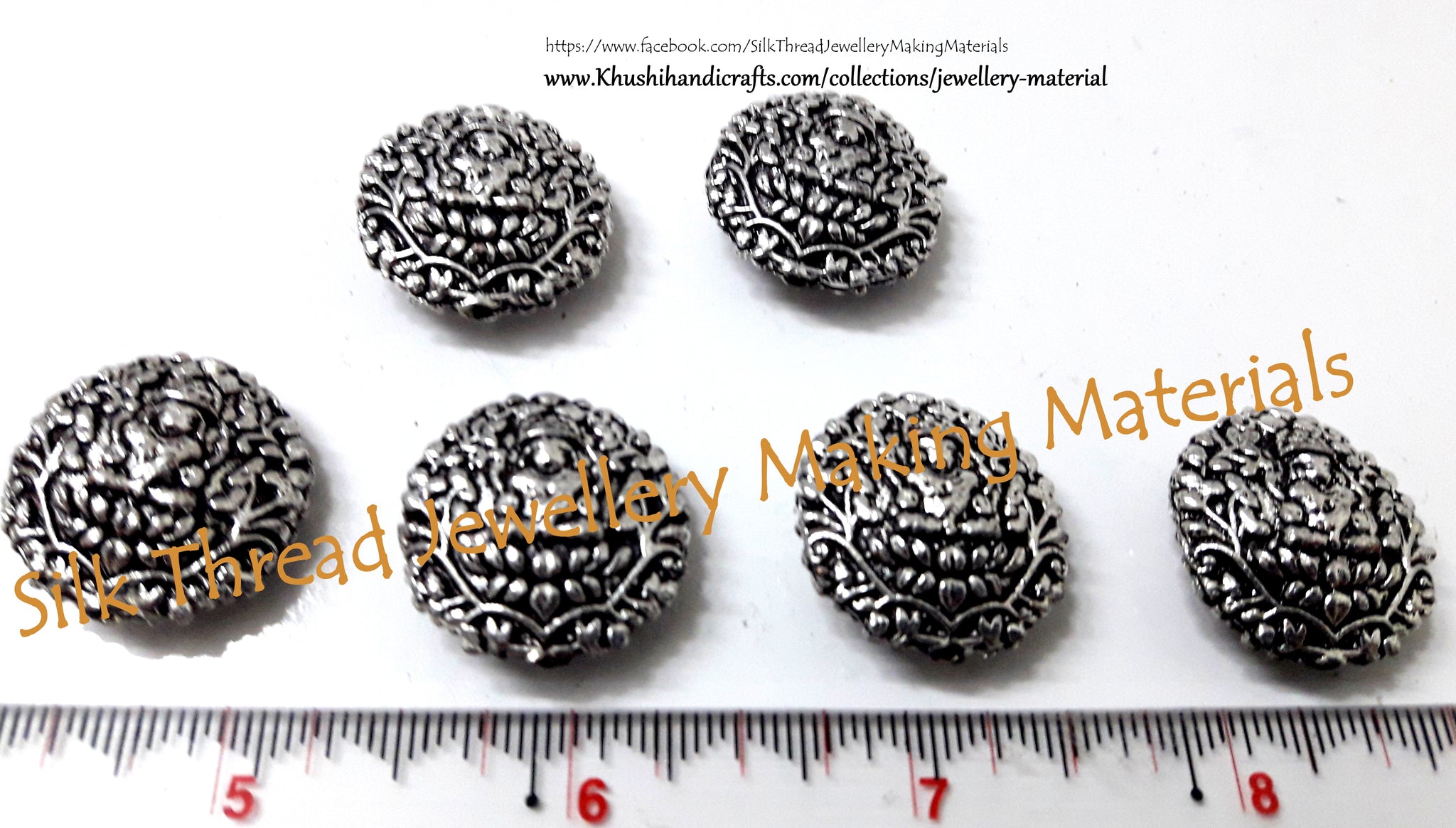Antique Silver Lakshmi Beads 22mm