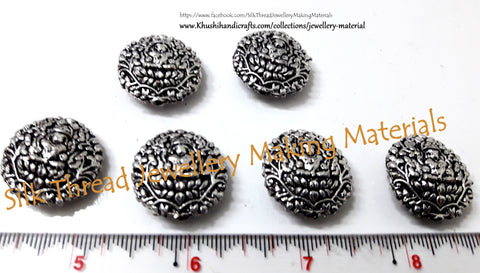 Antique Silver Lakshmi Beads 22mm -GB6
