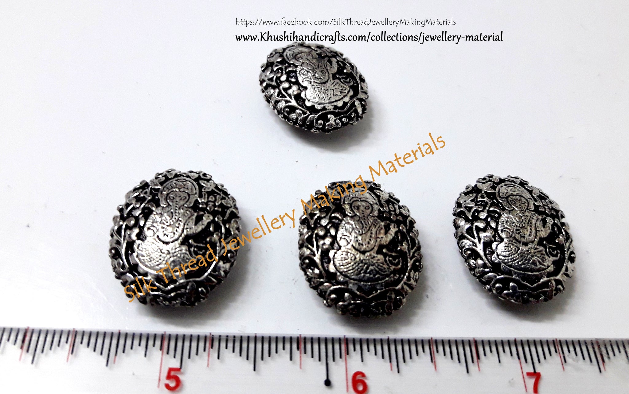 Antique Silver Ganesha Beads 22mm