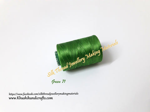 Green Silk Threads Individual Spools for Bangle/Jhumkas/Jewelry Designing/Tassel Making Shade No. 71