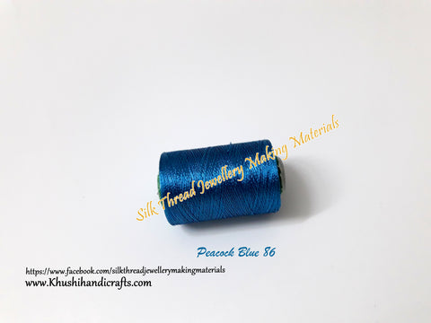 Peacock Blue shade Silk Threads Individual Spools for Bangle/Jhumkas/Jewelry Designing/Tassel Making  Shade No. 86