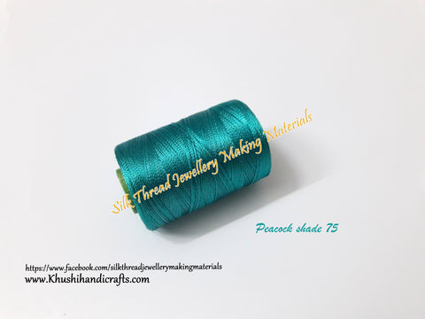 Peacock shade Silk Threads Individual Spools for Bangle/Jhumkas/Jewelry Designing/Tassel Making Shade No. 75