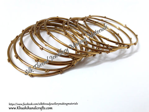 Beaded Metal Bangles for Silk thread Wrapping