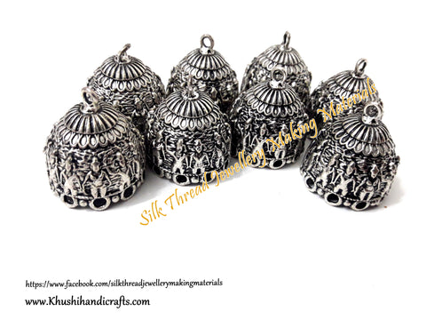 German Silver Jhumka Base -Antique Silver Pattern 9 - 30*25MM. Sold per Pair