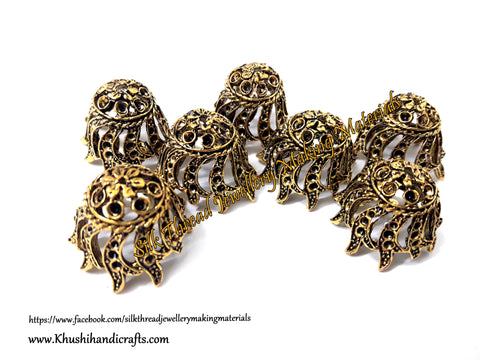 German Silver Jhumka Base -Antique Gold Pattern 11 - 22*25MM. Sold per Pair