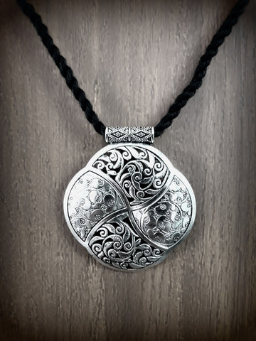 Designer German silver pendant neckpiece with Long Adjustable Dori Pattern 6