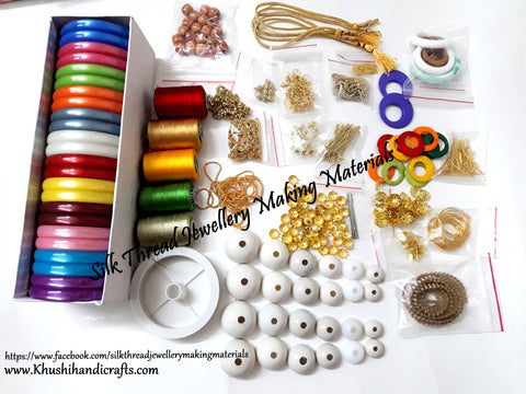 Silk Thread Jewellery Making Kit with Bases/thread spools and other Jewelry findings