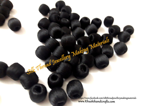 Bulk - 100 Wrapped Wooden 10mm Beads in Black