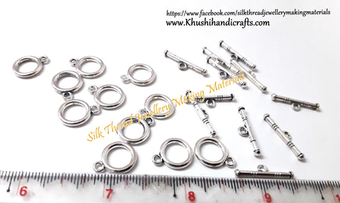 Circular Toggle Clasps in Antique Silver -T22