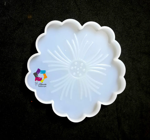 New Flower Resin Coaster Molds (2 pieces), Silicone Mould for Casting with Resin, Epoxy and Concrete