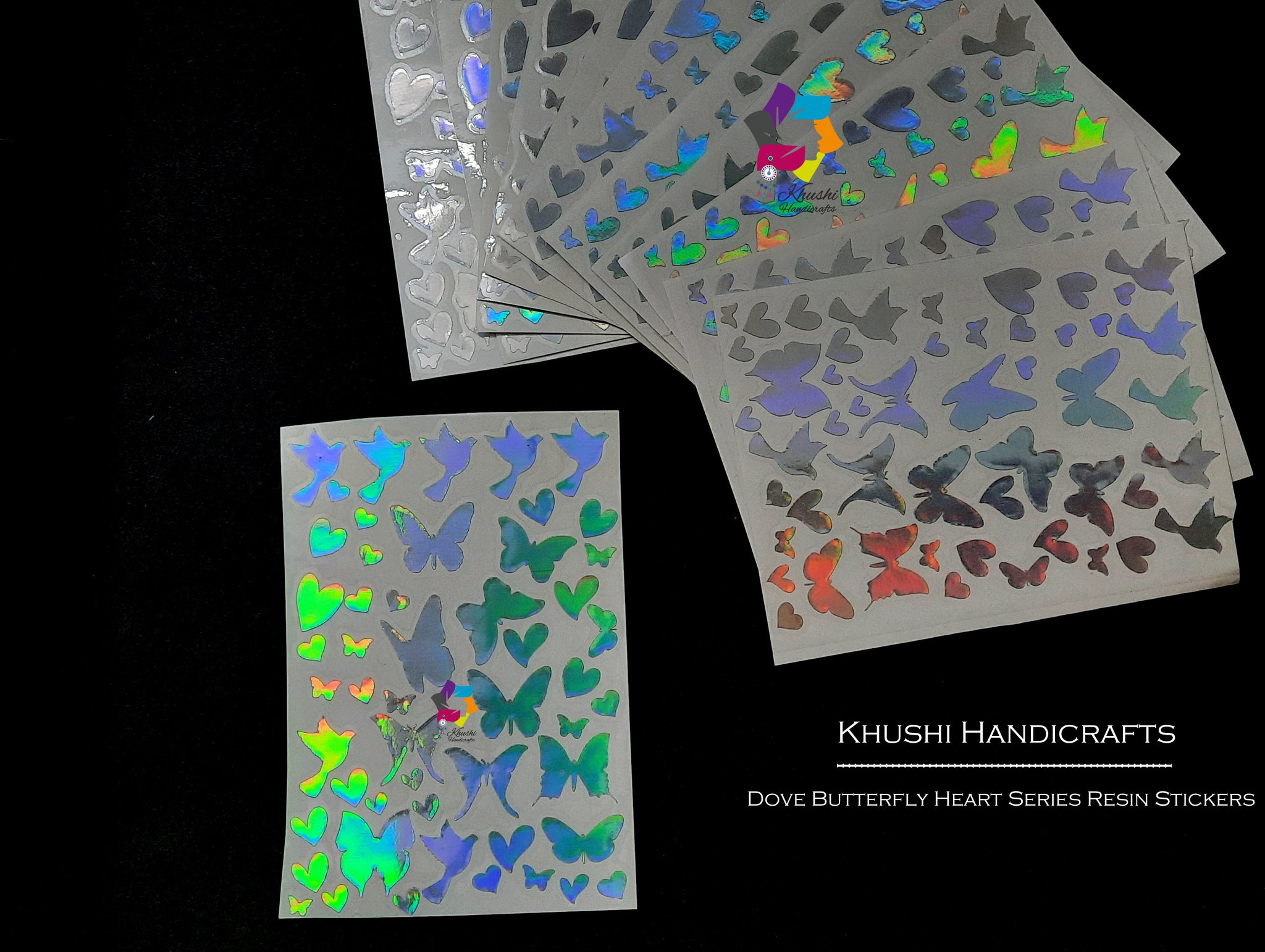 Dove Butterfly Heart resin stickers