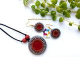 Grey red terracotta set with earrings