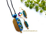 Blue gold terracotta jewelry set