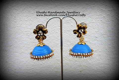 Quilled blue party wear Jhumkas!