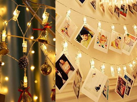 Pegs String LED Lights - Clip Cards Photos Holder Bright Fairy Lights