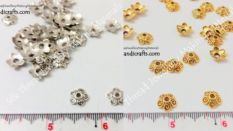 Gold / Silver  Flower Bead Caps Style 1 -BC14