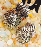 German Silver Lotus Jhumkas 3 - Khushi Handmade Jewellery