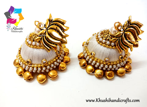 Designer Silk thread Gungaroo / ghungroo /Bell bead Jhumka Earrings