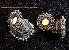 Oxidised Mirror jhumkas